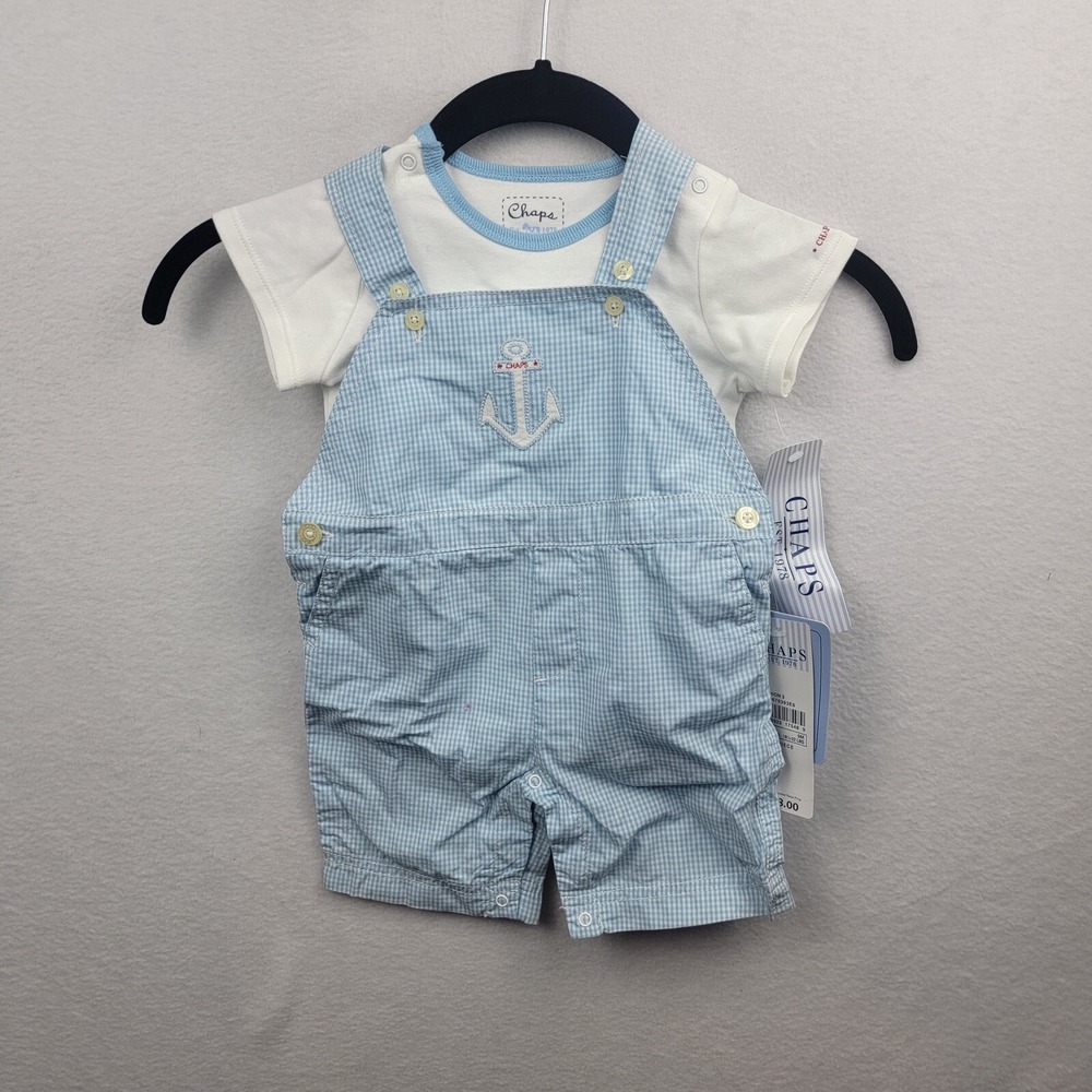 Chaps Newborn Collection Baby Boy Sz 9 mo. 2 Piece Overall Outfit NWT nautical